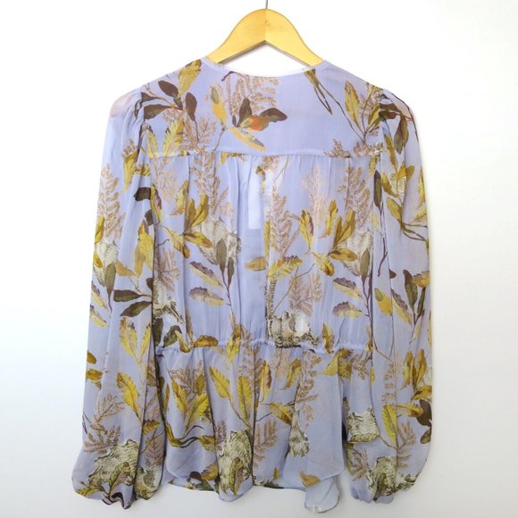 Ted Baker Floral Tie Front Blouse in Lilac Size 3 (US 8) - Picture 8 of 11
